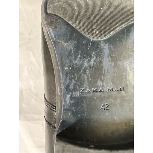 Zara Men's Shoes Black Leather Laces With 4 Eyelets Pointed Toe Size 42 - Picture 10 of 10